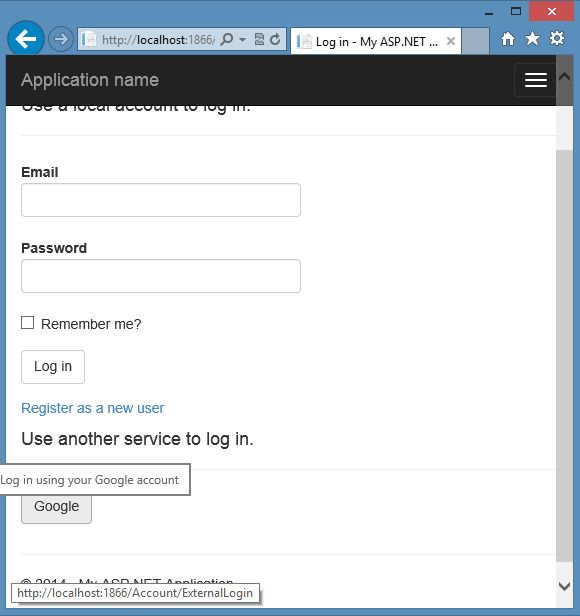 Using Google to Login MVC Application